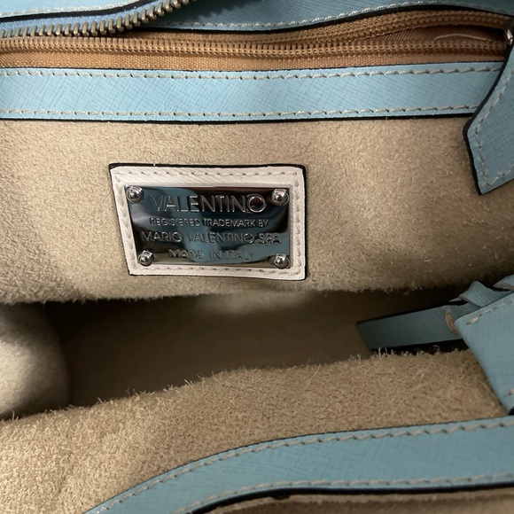 Authentic Valentino Cynthia By Mario -Handbag Tote White And Blue - Picture 11 of 12